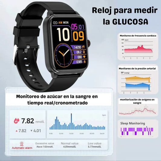 GlucoWatch™ Reloj Inteligente para Medir Azúcar en la Sangre + 7 Manillas Regalo